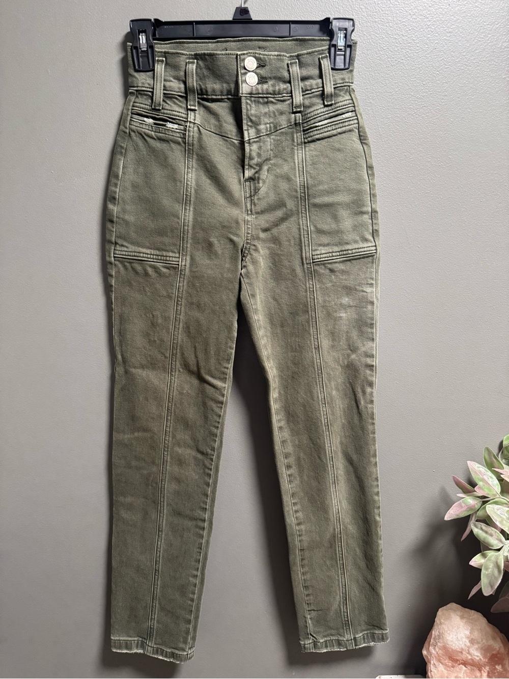 Hudson Anthropologie Women’s Jeans Utility Straight Leg Ankle Rifle Green
